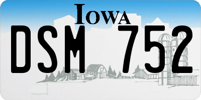 IA license plate DSM752