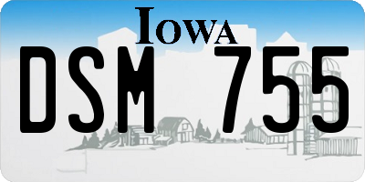 IA license plate DSM755