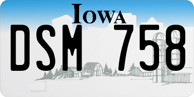 IA license plate DSM758