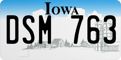 IA license plate DSM763