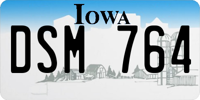 IA license plate DSM764