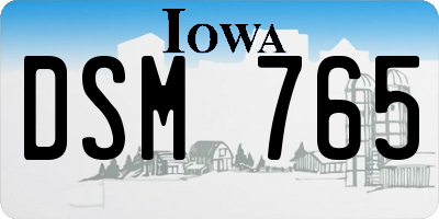 IA license plate DSM765