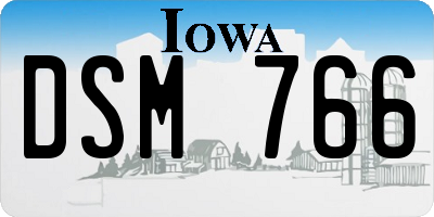 IA license plate DSM766