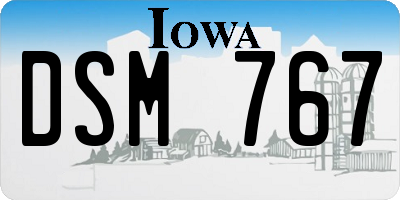IA license plate DSM767
