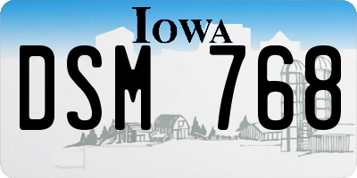 IA license plate DSM768