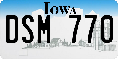 IA license plate DSM770