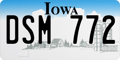 IA license plate DSM772