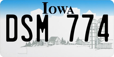 IA license plate DSM774