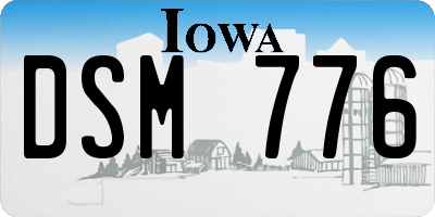 IA license plate DSM776