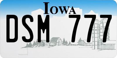 IA license plate DSM777