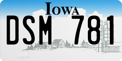 IA license plate DSM781