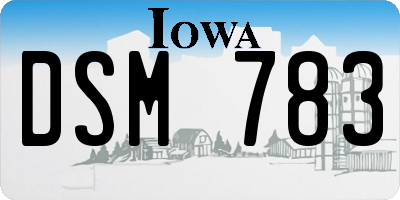 IA license plate DSM783