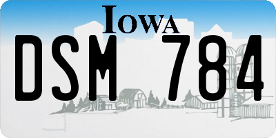 IA license plate DSM784