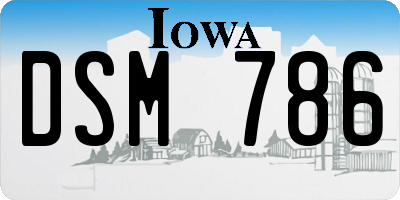 IA license plate DSM786