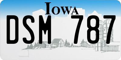 IA license plate DSM787