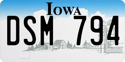IA license plate DSM794