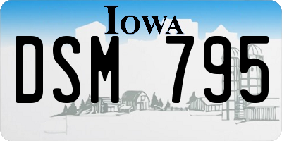 IA license plate DSM795