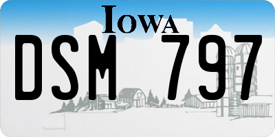 IA license plate DSM797