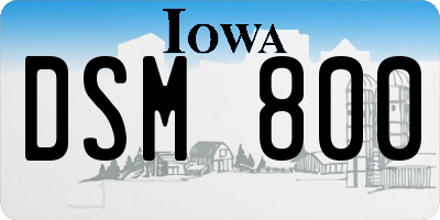 IA license plate DSM800