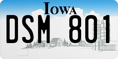 IA license plate DSM801