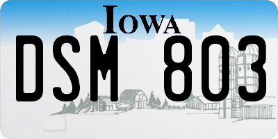 IA license plate DSM803