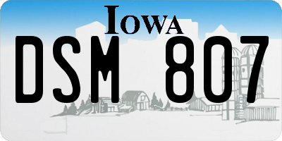 IA license plate DSM807