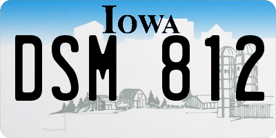 IA license plate DSM812