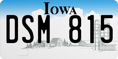 IA license plate DSM815