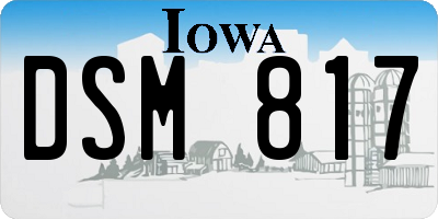 IA license plate DSM817