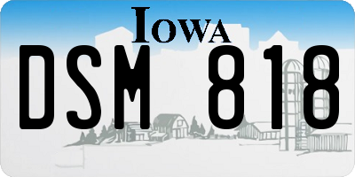 IA license plate DSM818