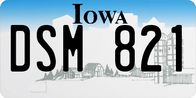 IA license plate DSM821
