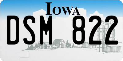 IA license plate DSM822