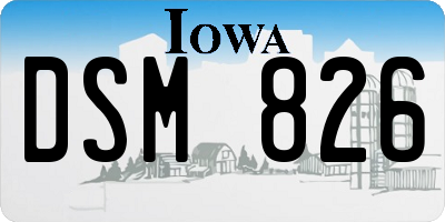IA license plate DSM826