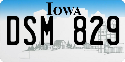 IA license plate DSM829