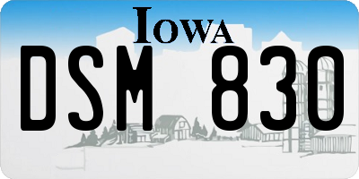 IA license plate DSM830