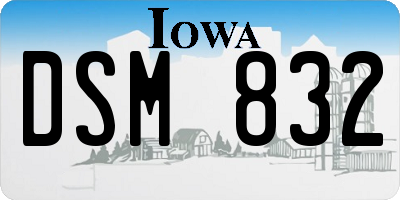 IA license plate DSM832