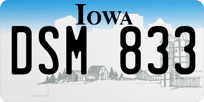 IA license plate DSM833