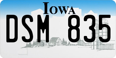 IA license plate DSM835