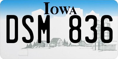 IA license plate DSM836
