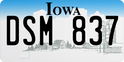 IA license plate DSM837