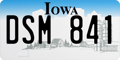 IA license plate DSM841
