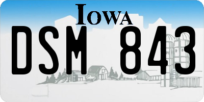 IA license plate DSM843