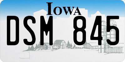 IA license plate DSM845