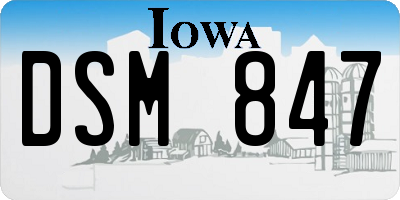 IA license plate DSM847