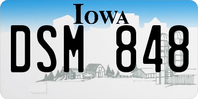 IA license plate DSM848
