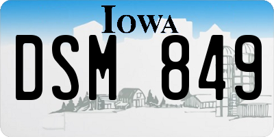 IA license plate DSM849