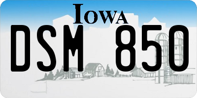 IA license plate DSM850