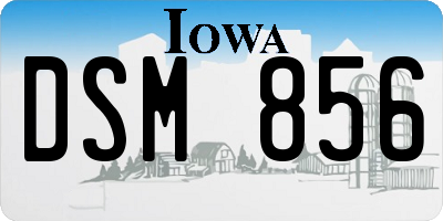 IA license plate DSM856