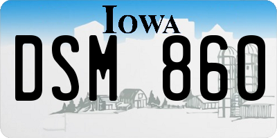 IA license plate DSM860