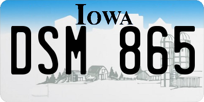 IA license plate DSM865